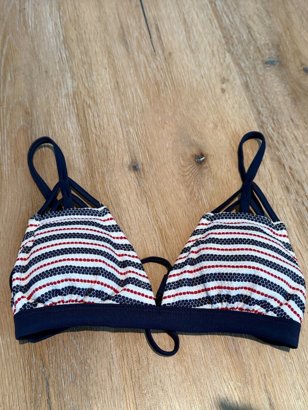 Xhilaration Triangle Adjustable Bikini Top with Strappy Detail Red White & Blue